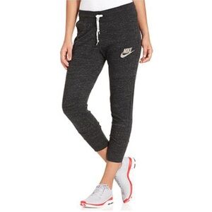 Nike Cropped Jogger Pants Women’s Small S Heather Charcoal Gray Drawstring